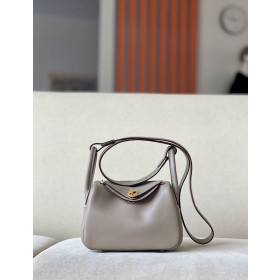 Hermes Lindy Mini Swift Jaune Poussin 1Z Gold Hardware Elephant Grey