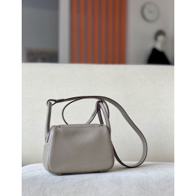Hermes Lindy Mini Swift Jaune Poussin 1Z Gold Hardware Elephant Grey