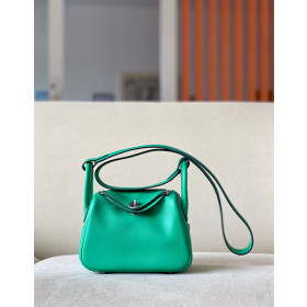 Hermes Lindy Mini Clemence Trench (S2) Gold Hardware Green