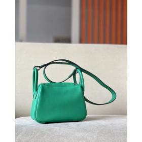 Hermes Lindy Mini Clemence Trench (S2) Gold Hardware Green