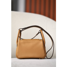 Hermes Lindy Mini Clemence Trench (S2) Palladium Hardware Brown