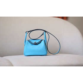 Hermes Lindy 26 Clemence Vert Criquet (3I) Gold Hardware Blue