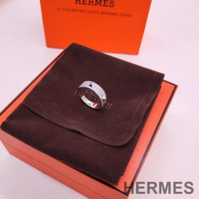 Hermes Mini Clous Ring With Crystal Silver