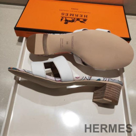 Hermes Oasis Slides Women Coquelicot Calfskin White