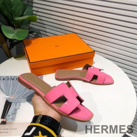 Hermes Oran Slides Women Nappa Leather Pink