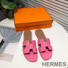 Hermes Oran Slides Women Nappa Leather Pink
