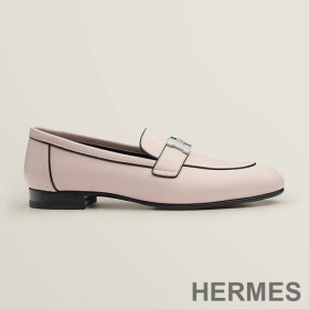 Hermes Paris Loafers Women Calfskin with H Buckle Cherry