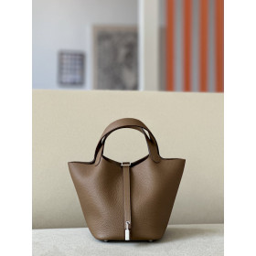 Hermes Roulis Mini Evercolor Nior (89) Palladium Hardware Dark Brown