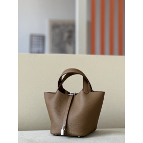 Hermes Roulis Mini Evercolor Nior (89) Palladium Hardware Dark Brown
