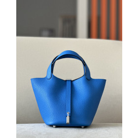 Hermes Picotin Lock 18 Clemence and Ostrich Vert verone(U1)and Menthe(6W) Palladium Hardware Blue