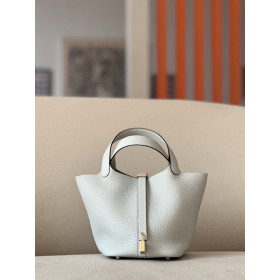 Hermes Roulis Mini HSS Evercolor Blue Saphir (73) And Blue France(71)Rose Gold Hardware White