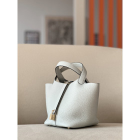 Hermes Roulis Mini HSS Evercolor Blue Saphir (73) And Blue France(71)Rose Gold Hardware White