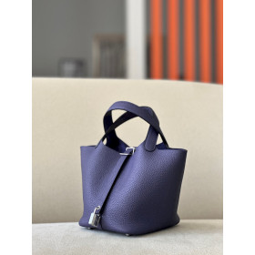 Hermes Picotin Lock 18 Clemence Beton(8L) Gold Hardware Dark Purple