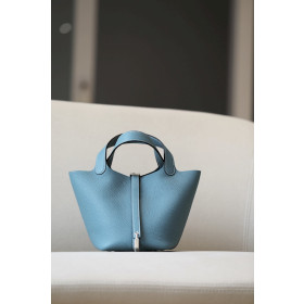 Hermes Picotin Lock 18 Clemence Bieu Agate(R2) Gold Hardware Blue