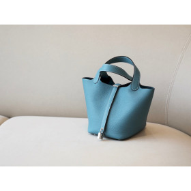 Hermes Picotin Lock 18 Clemence Bieu Agate(R2) Gold Hardware Blue