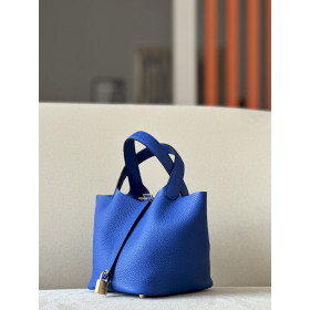 Hermes Picotin Lock 18 Clemence Bieu Agate(R2) Palladium Hardware Blue