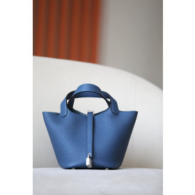 Hermes Picotin Lock HSS 18 Clemence Nior(89) and Mauve Pale(09) Palladium Hardware Blue