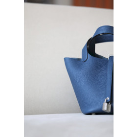 Hermes Picotin Lock HSS 18 Clemence Nior(89) and Mauve Pale(09) Palladium Hardware Blue