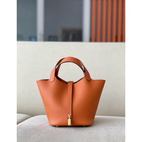 Hermes Picotin Lock HSS 18 Clemence (5P) and Nata(I2) Palladium Hardware Orange