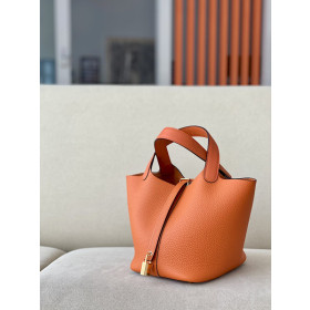 Hermes Picotin Lock HSS 18 Clemence (5P) and Nata(I2) Palladium Hardware Orange