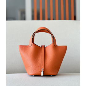 Hermes Picotin Lock 18 Clemence Roi(74) Gold Hardware Orange