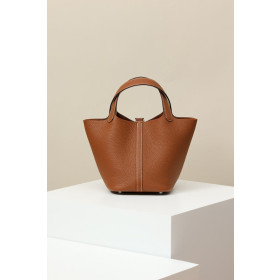 Hermes Picotin Lock 18 Clemence Roi(74) Palladium Hardware Brown