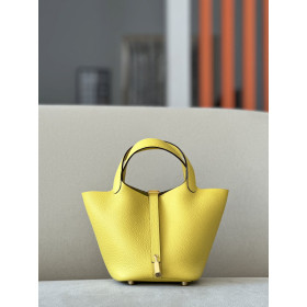 Hermes Picotin Lock 18 Clemence Encre(M3) Palladium Hardware Yellow