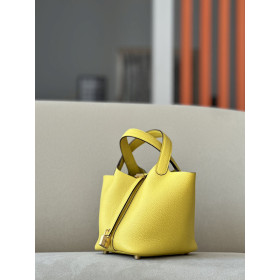 Hermes Picotin Lock 18 Clemence Encre(M3) Palladium Hardware Yellow