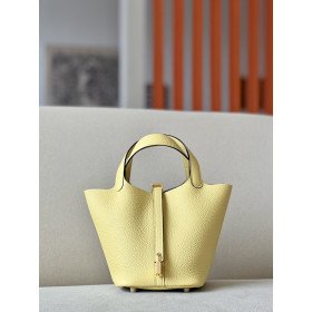 Hermes Picotin Lock 18 Clemence Jean(75) Palladium Hardware Yellow