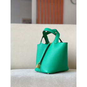 Hermes Picotin Lock 18 Clemence and Matt Alligator Vert Cypres(6O)Gold Hardware Green