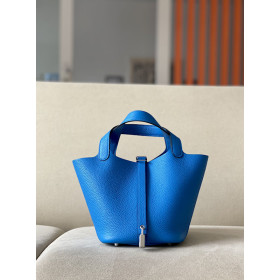 Hermes Picotin Lock 18 Clemence Chai(0M) Palladium Hardware Blue