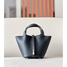 Hermes Picotin Lock 18 Clemence Cuivre(6C) Palladium Hardware Black