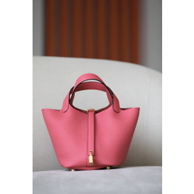Hermes Picotin Lock 18 Clemence and Matt Alligator Vert verone(U1)Gold Hardware Pink