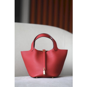 Hermes Picotin Lock 18 Clemence Biscuit(4B) Palladium Hardware Red