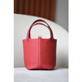 Hermes Picotin Lock 18 Clemence Biscuit(4B) Palladium Hardware Red