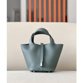 Hermes Picotin Lock 18 Clemence Gris Meyer(0L) Gold Hardware Green