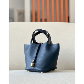 Hermes Picotin Lock 18 Epsom Sesame(2S) Palladium Hardware Dark Blue