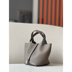 Hermes Picotin Lock 22 Clemence Craie(10) Palladium Hardware Elephant Grey