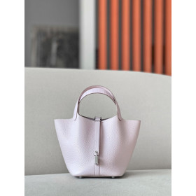 Hermes Picotin Lock 22 Clemence Gris Asphalte(M8) Gold Hardware Light Pink
