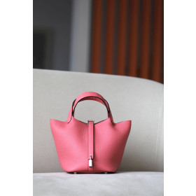 Hermes Picotin Lock HSS 18 Clemence Alezan(3G) and Lime(9R) Palladium Hardware Pink