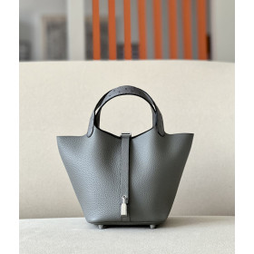 Hermes Picotin Lock 18 Clemence Rouge Grenade(K1) Palladium Hardware Dark Brown