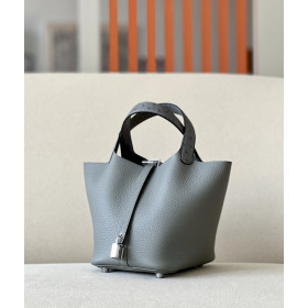 Hermes Picotin Lock 18 Clemence Rouge Grenade(K1) Palladium Hardware Dark Brown