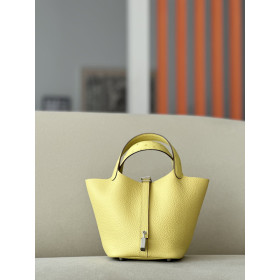 Hermes Picotin Lock 22 Clemence Gris Ciment(0V) Gold Hardware Yellow