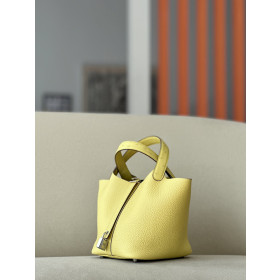 Hermes Picotin Lock 22 Clemence Gris Ciment(0V) Gold Hardware Yellow