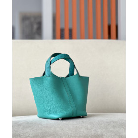 Hermes Picotin Lock 18 Clemence Alezan(3G) Palladium Hardware Blue