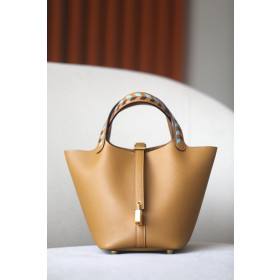 Hermes Picotin Lock 18 Clemence Gris Tourterelle(81) Gold Hardware Brown