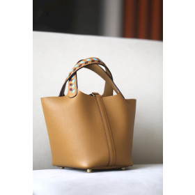 Hermes Picotin Lock 18 Clemence Gris Tourterelle(81) Gold Hardware Brown