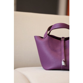 Hermes Picotin Lock 18 Clemence Mauve Sylvestre(X9) Palladium Hardware Purple
