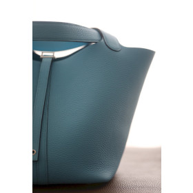 Hermes Picotin Lock 22 Taurillon Craie(10) Gold Hardware Blue