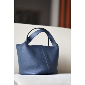 Hermes Picotin Lock 18 Clemence Menthe(6W) Gold Hardware Dark Blue